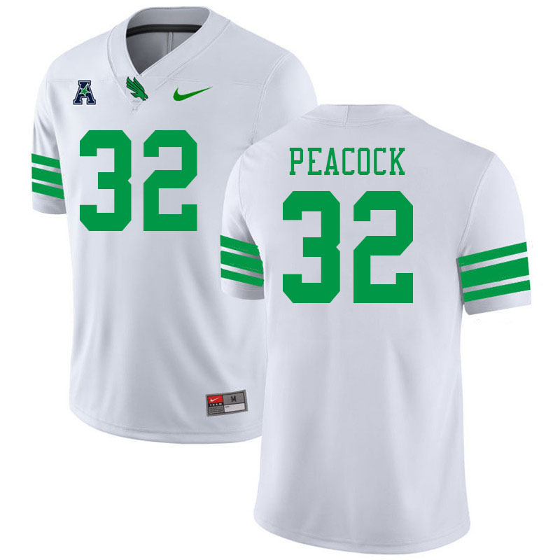 #32 Case Peacock North Texas Mean Green College Football Jerseys Stitched-White